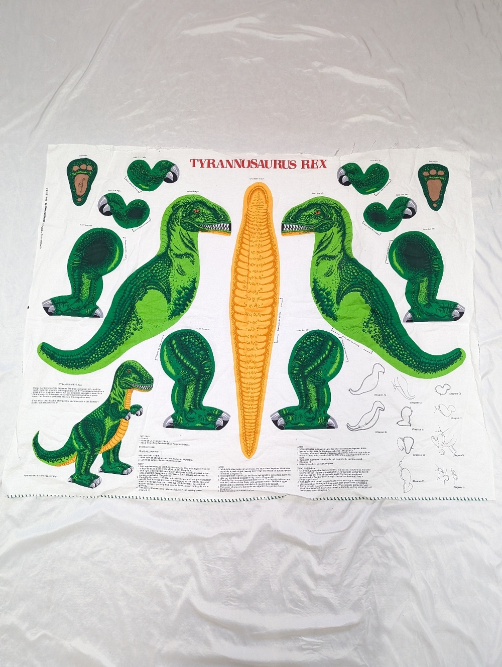 Cranston Print Works Cut And Sew T-Rex Dinosaur Fabric Panel Crafting Sewing